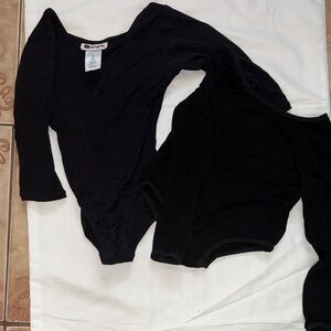 2 Girls Black Long Sleeve Leotard Gymnastics Ballet out fit size 4/5
